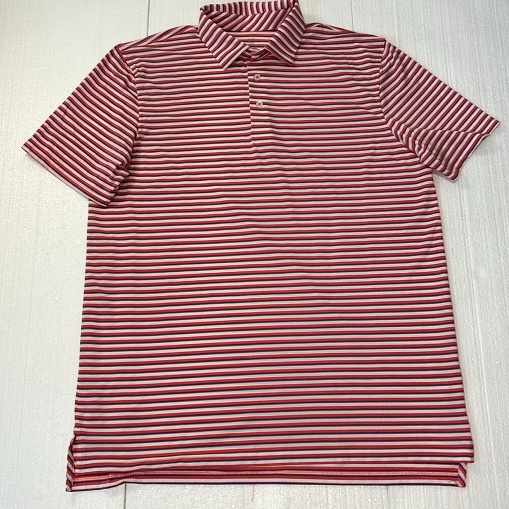 Southern Tide Short Sleeve Striped Red/Blue Golf Shirt Polo Size Large